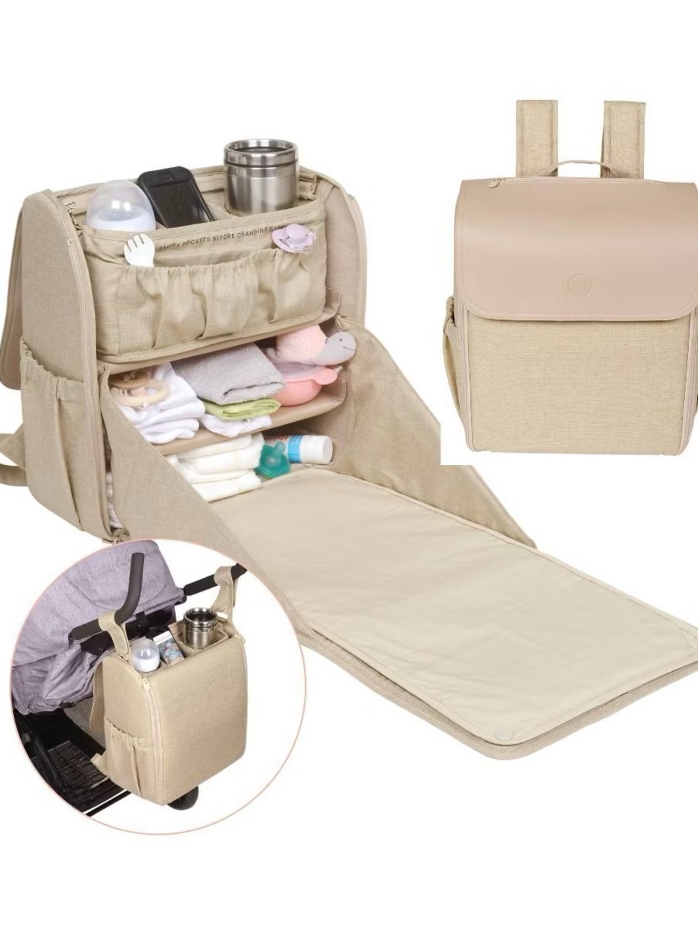 Lulyboo Diaper Cubby Organizer in Light Taupe